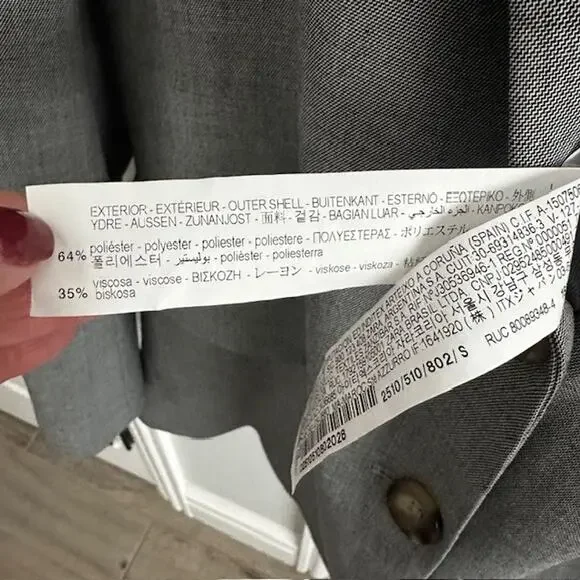 ZARA Gray Tailored Double Button Blazer Women's Small Glen 540 - Picture 9 of 10